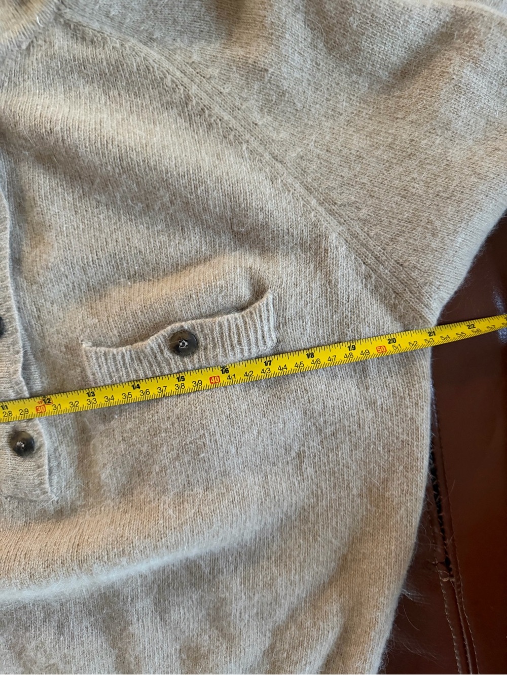 Vintage Liz Claiborne Lambswool Angora Polo Sweater M Beige Collared - Picture 6 of 8